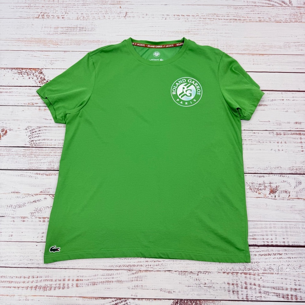 Roland Garros x Lacoste Size XXL Green Ultra Dry Crew Neck T- Shirt French Open - Picture 5 of 11